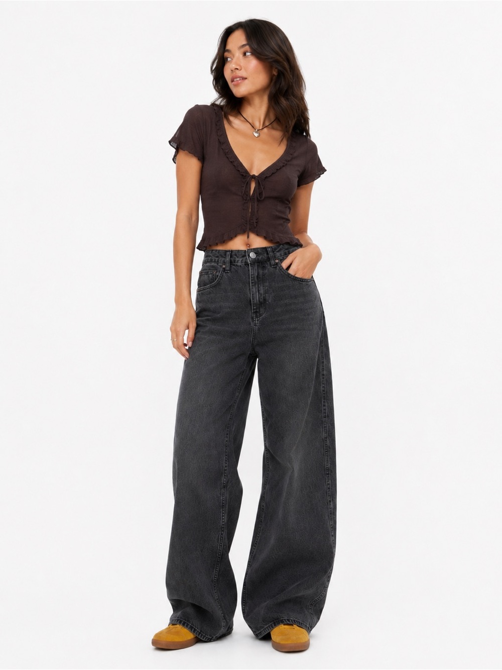 Urban Outfitters UO BDG Puddle Jeans Washed Black Wide Leg W26 L32
